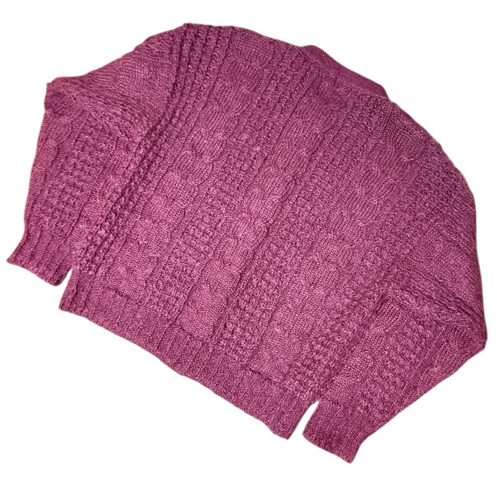 Vintage Forenza Mohair Blend Cardigan Sweater L Purple Berry Button Front - Picture 3 of 5